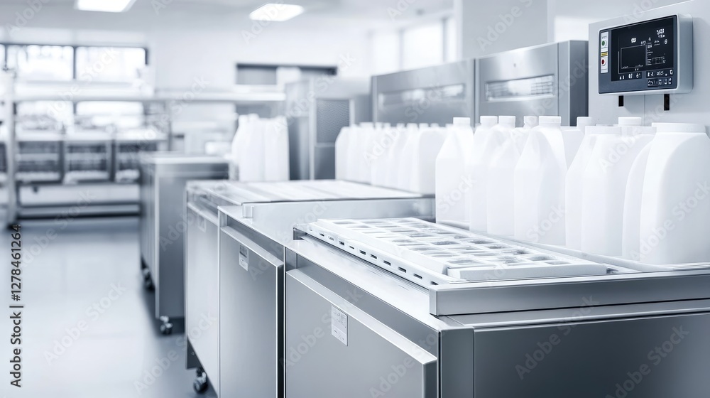 Poster compact bottle washing machine with detergent injection system and high-efficiency scrubbing.