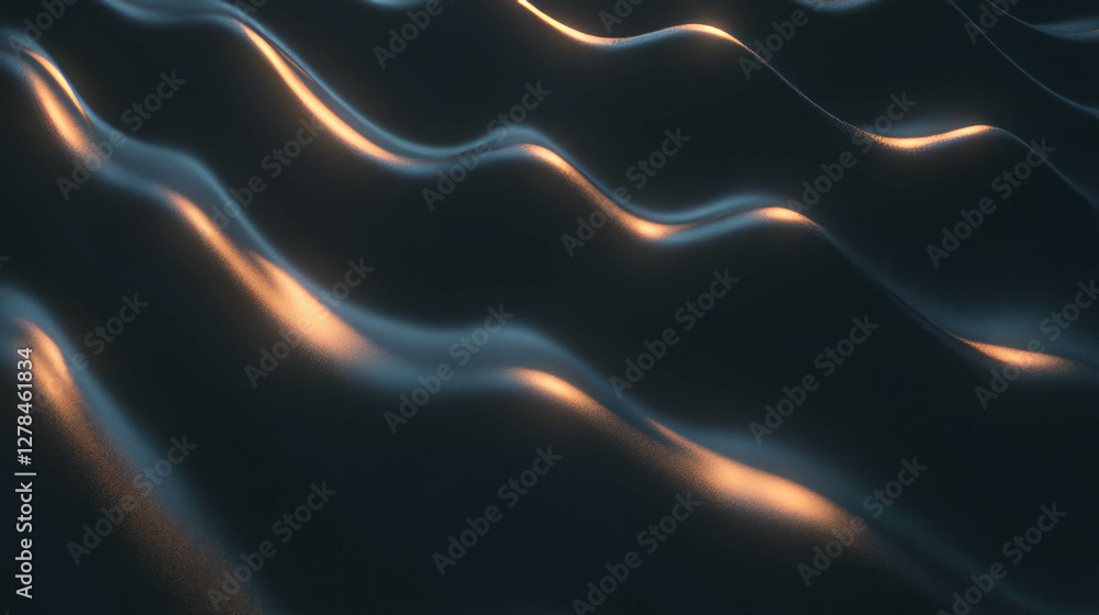 Poster Abstract metallic wave pattern with subtle dark grey texture for background design