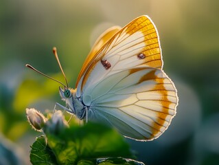 Butterfly is sitting on a leaf