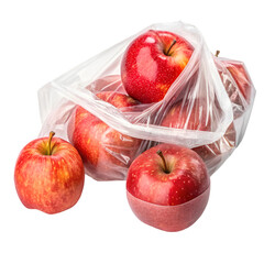 Apples in a reusable bag on a white background Generated by Ai.