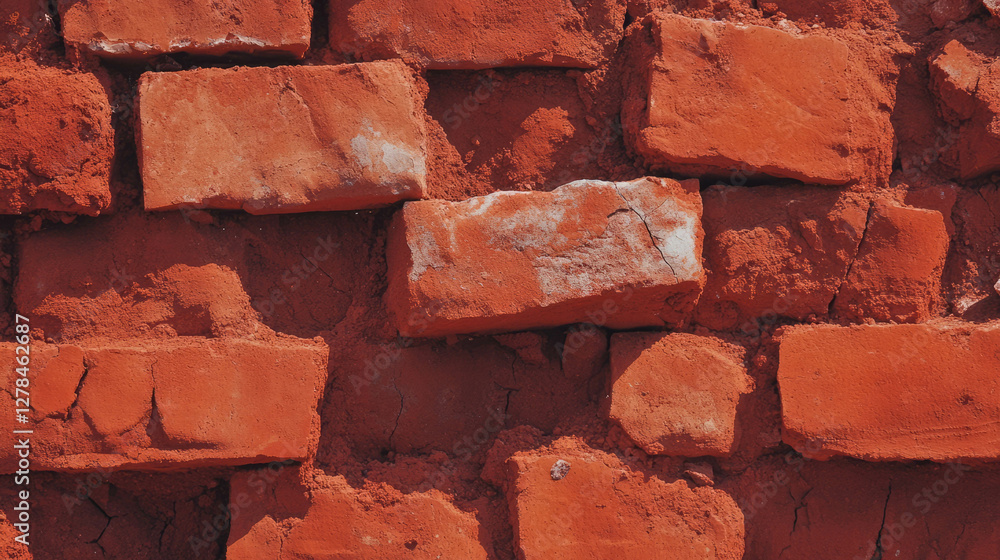 Poster rustic dark reddish clay brick wall texture for design and background inspiration