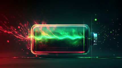 A modern battery icon radiating pulsating energy waves