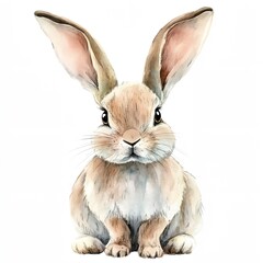 Fototapeta premium Rabbit is sitting on a white background