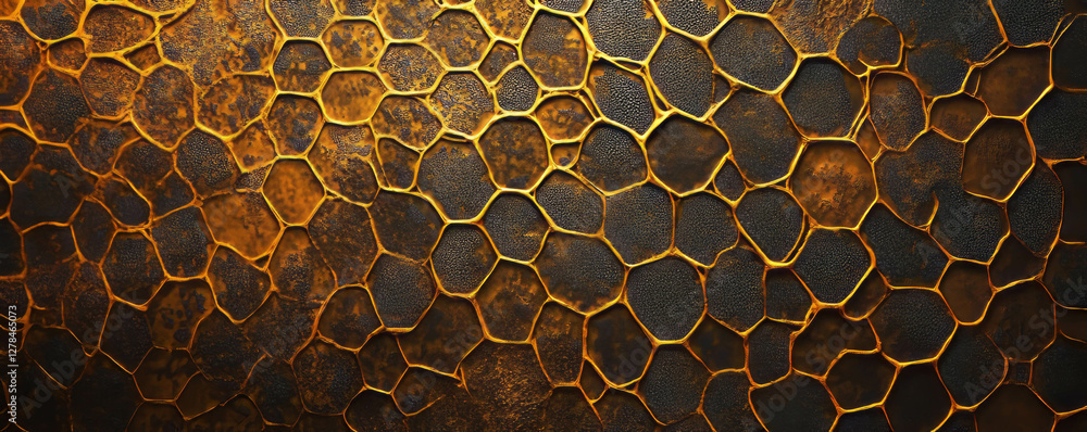 Poster abstract hexagonal mesh texture on uneven wall for interior design and backgrounds