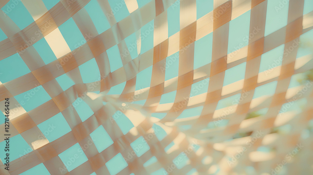 Poster Diagonal intersecting bamboo texture with natural light patterns