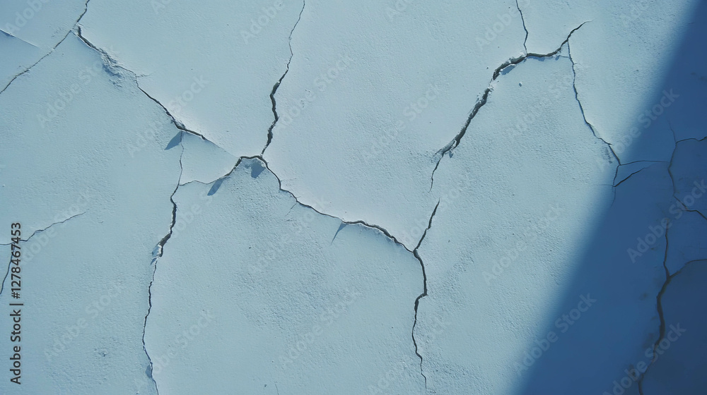 Poster texture of dry cracked mud wall with deep fissures for rustic design and structural study