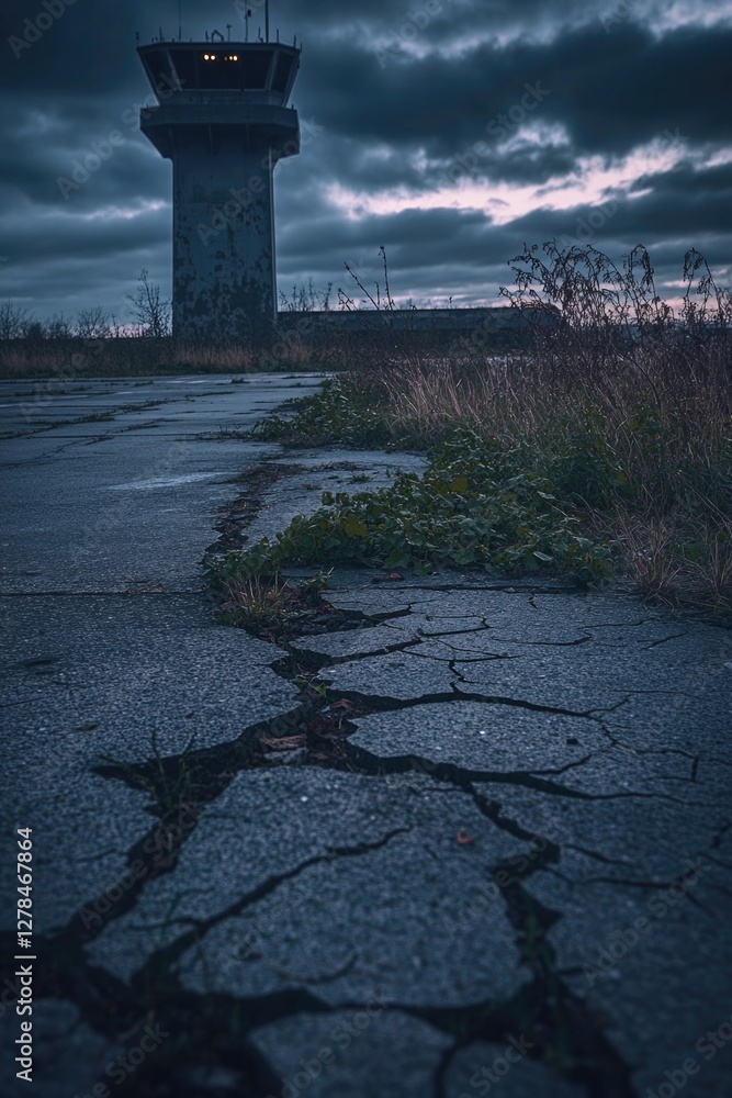 Poster A path with a tower in the background