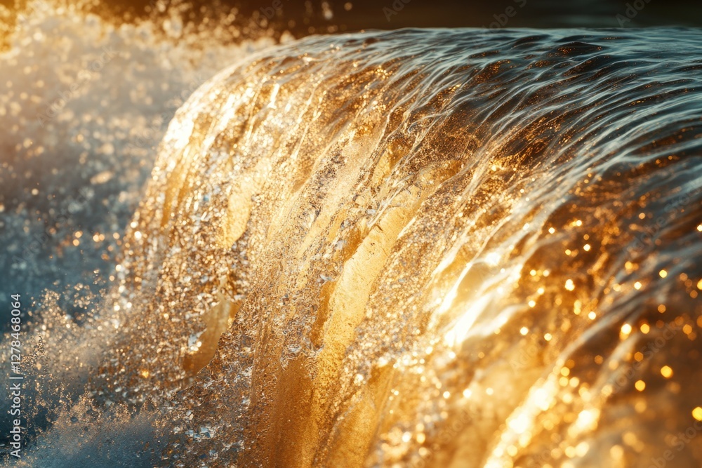 Poster a close-up shot of an ocean wave with foam and water droplets