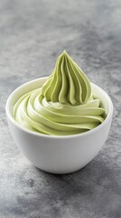 Matcha Frozen Yogurt Dessert in White Bowl - A Refreshing Treat