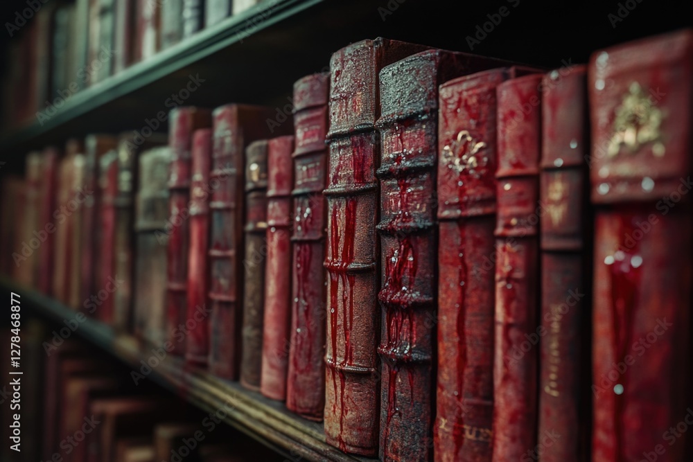 Poster a collection of books on a shelf in a quiet library setting