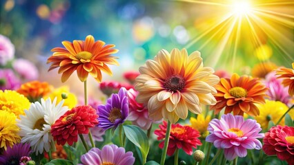 Fototapeta premium Brightly colored flowers, petals unfolding in the sun, floral patterns, blossoming