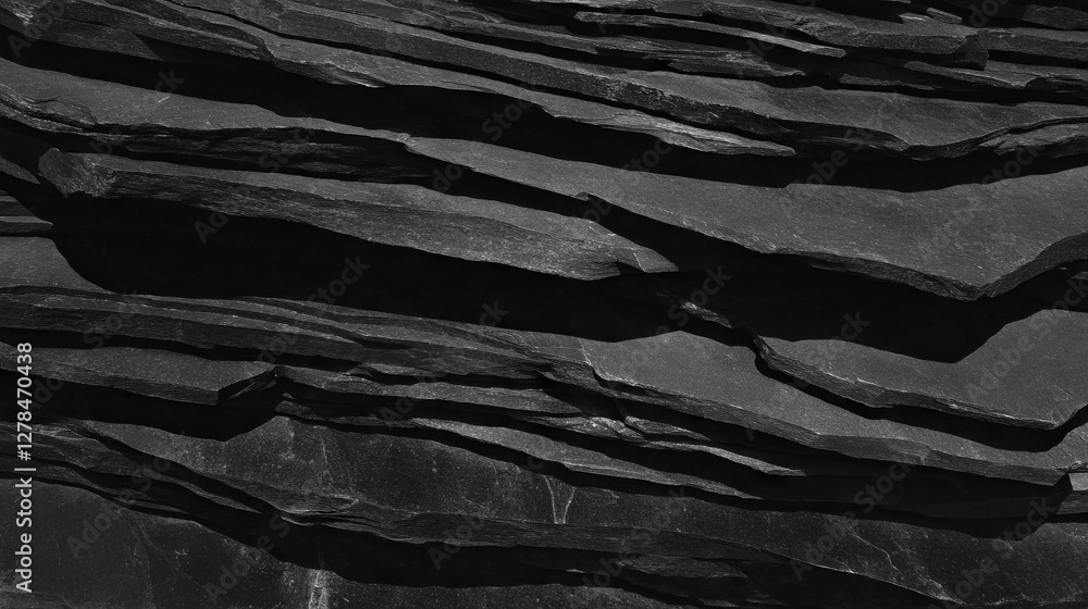 Poster detailed texture of fine layered black slate for modern background design