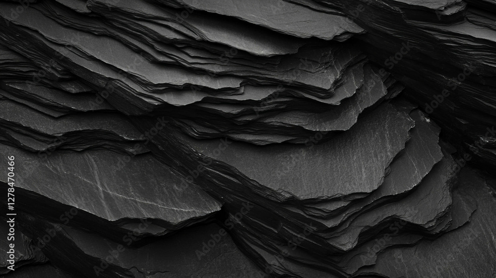 Poster textured black slate layers for natural design and background concepts