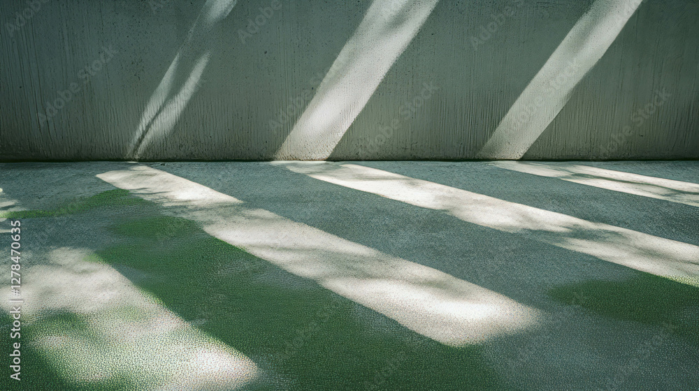 Aufkleber sunlit patterns on concrete with fine textured moss