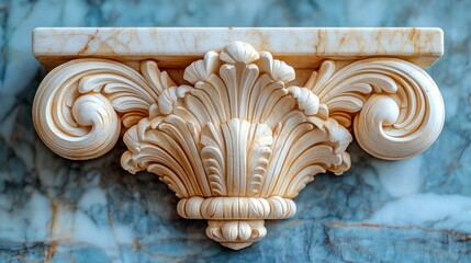 Naklejka premium Ornate shelf, marble wall, interior design, decor
