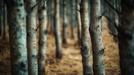 Fototapeta premium A dense forest with many tall trees, perfect for nature or outdoor scenes