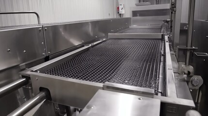 Industrial conveyor belt washing machine with water recycling system and adjustable pressure settings.