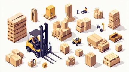 Warehouse forklift pallet boxes logistics
