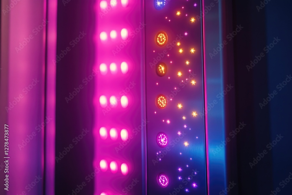 Poster a close-up view of lights in a room, suitable for use in interior design or architectural contexts