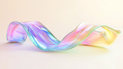 Abstract iridescent glass ribbon flowing gently