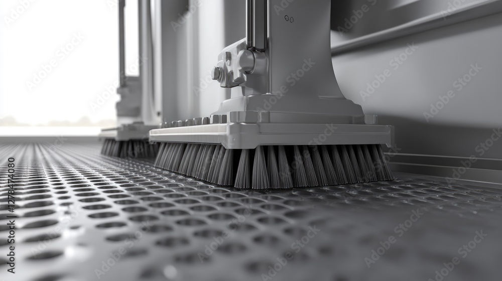 Poster modern conveyor belt cleaning machine with a modular brush system for efficient maintenance.