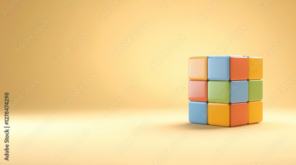Poster a creative animation of a rubikâ€™s cube transforming into different shapes