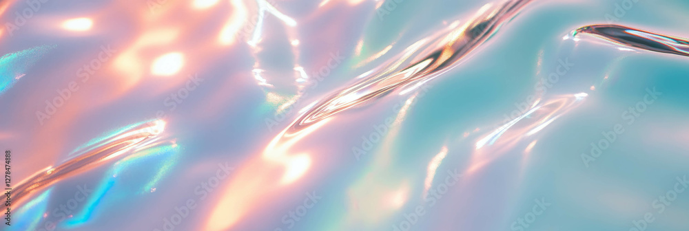Poster glossy iridescent wall texture with bright reflections for design