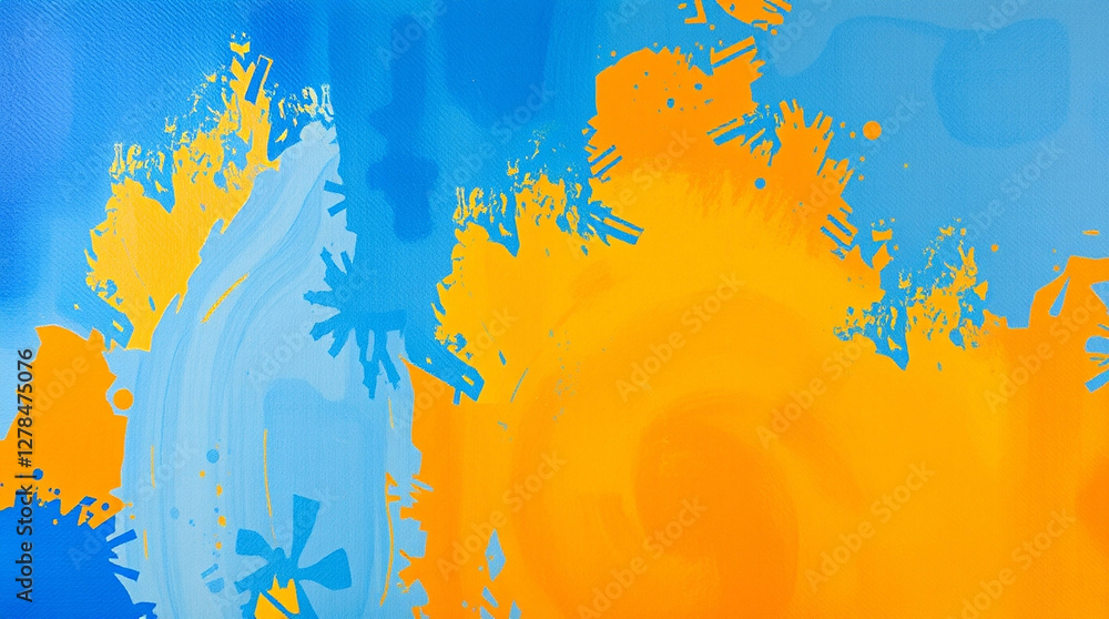 Poster dynamic composition of contrasting hues with textured gradient backdrop