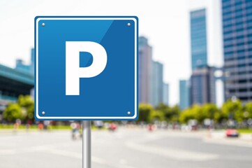 Free parking blue signal on road background