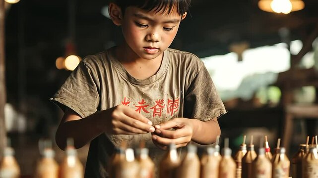 Child labor in fireworks factory with dangerous chemicals