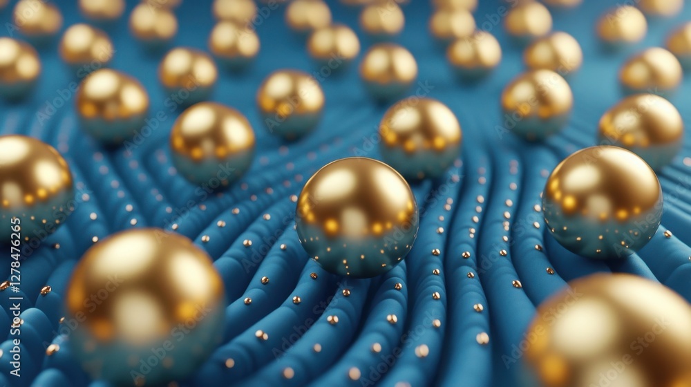Aufkleber a hypnotic animation of metallic spheres rolling in synchronized patterns, futuristic and mesmerizin