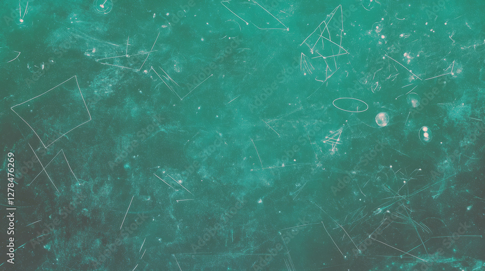 Poster abstract green chalkboard texture with geometric chalk marks for creative backgrounds