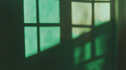 Green chalkboard with dark chalk shadows and window light effect