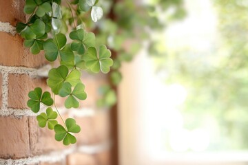 Obraz premium Close-up of shamrock garland with bokeh lights for st. patrick's day decor