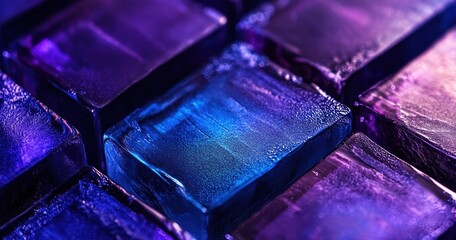 Close-up of vibrant purple and blue ice cubes.