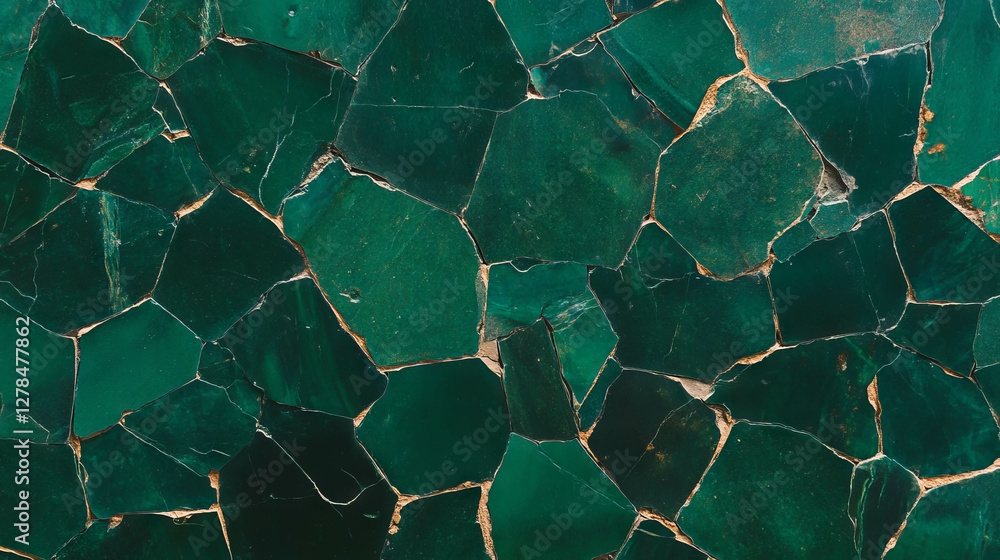 Poster green tile texture with rough stone borders for design and decor applications