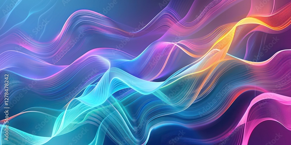 Poster abstract vibrant background colorful waves wide angle spectrum swirl wavy dynamic gradient colours.