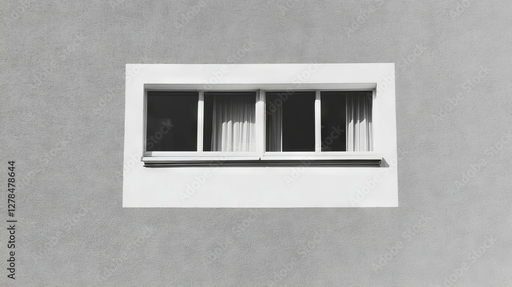 Poster modern minimalist window on grey stucco wall for architectural design concepts
