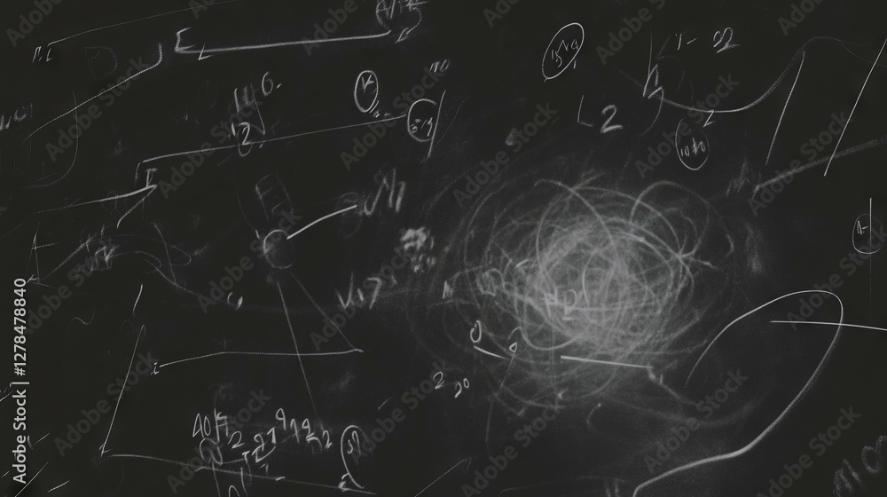 Poster abstract texture of grey chalkboard with erased chalk marks and scribbles