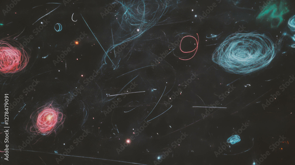 Poster Abstract chalkboard texture with colorful erased chalk patterns for creative background design