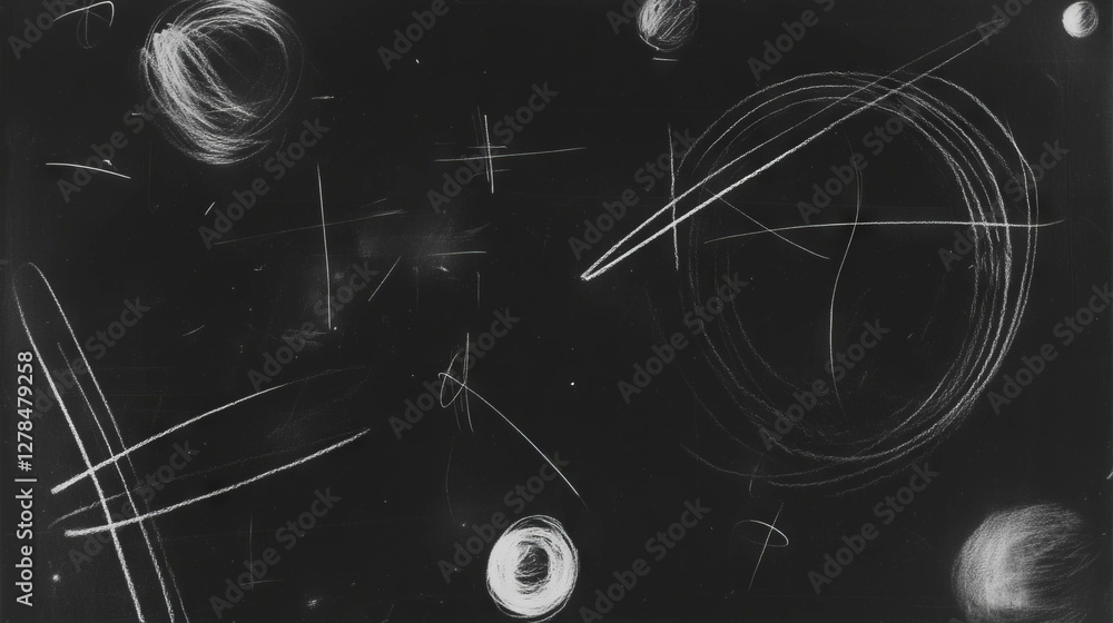 Poster abstract grey chalkboard texture with erased chalk patterns for creative background or design