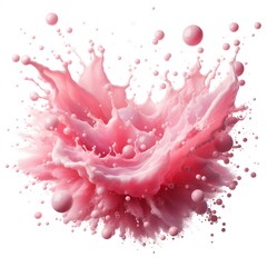A long pink water splashing isolated on white background