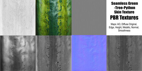 Green Tree Python Skin Texture PBR Texture All Maps 3D Design