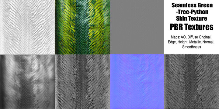 Green Tree Python Skin Texture PBR Texture All Maps 3D Design