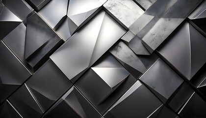 Obraz premium Sleek geometric shapes in modern metallic grey tones, futuristic digital background