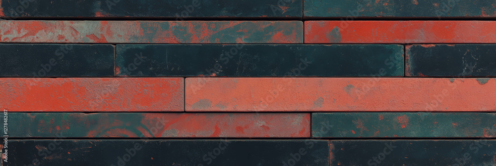 Poster bold texture of horizontal thick stripes with rough brick pattern for creative design