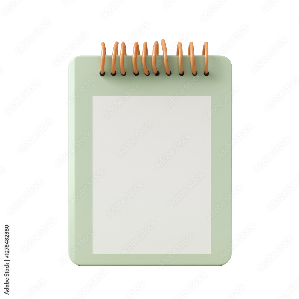 Poster simple green notebook with spiral binding and blank pages for writing or drawing
