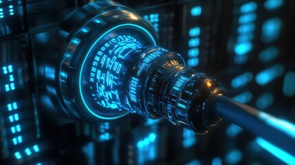 Fototapeta premium Cyber security lock data center