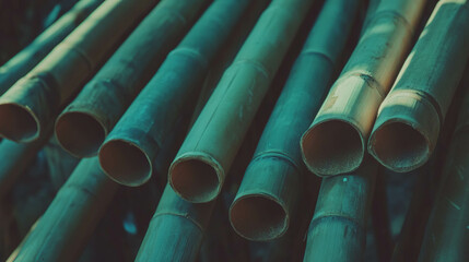 Texture of intersecting bundled bamboo with natural patterns for eco decor and design