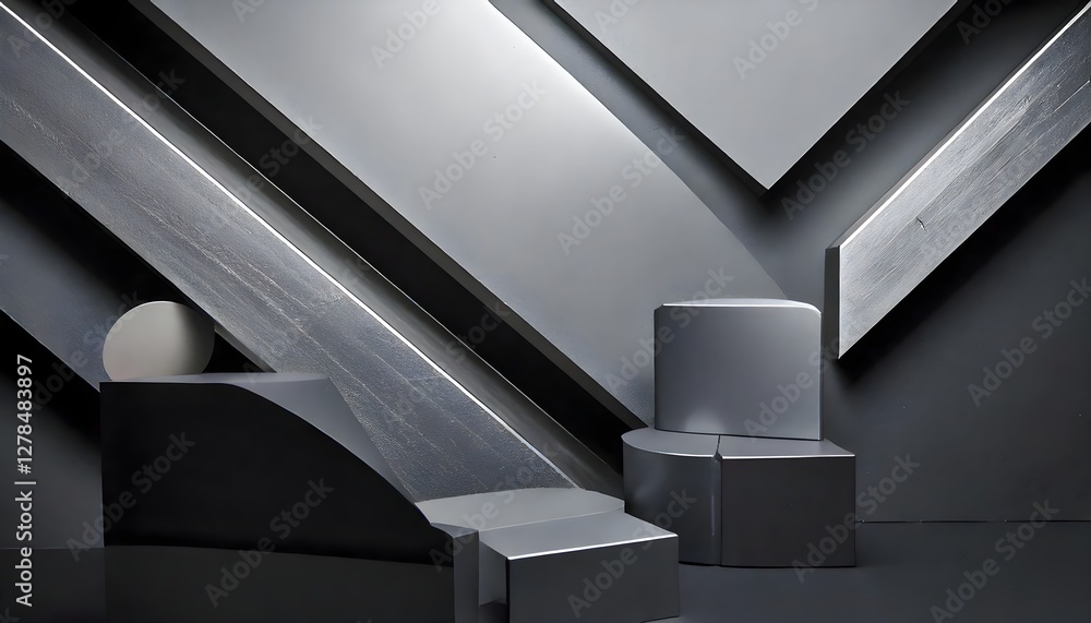 Poster high-resolution abstract futuristic metallic background with geometric elements